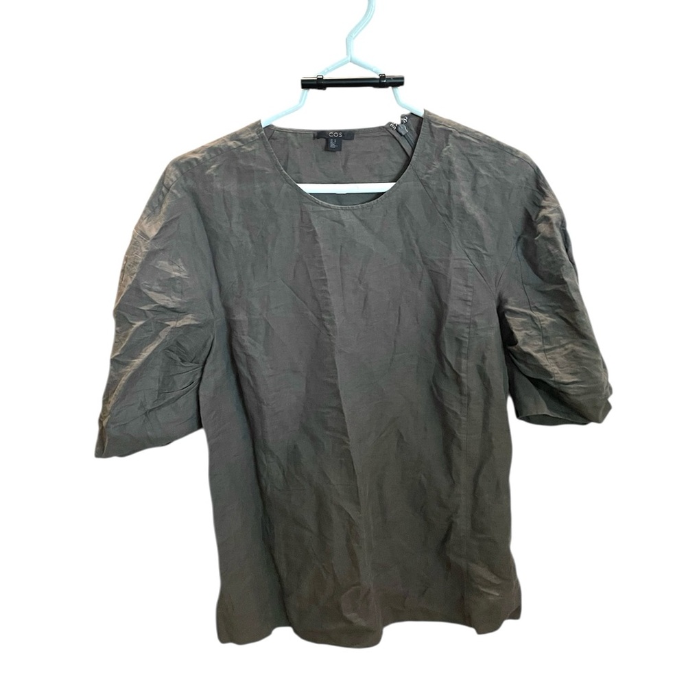 COS Olive-Grey Short Sleeve Blouse